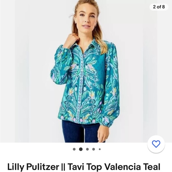 Lilly Pulitzer top with front buttons “Valencia Teal” - Picture 4 of 12